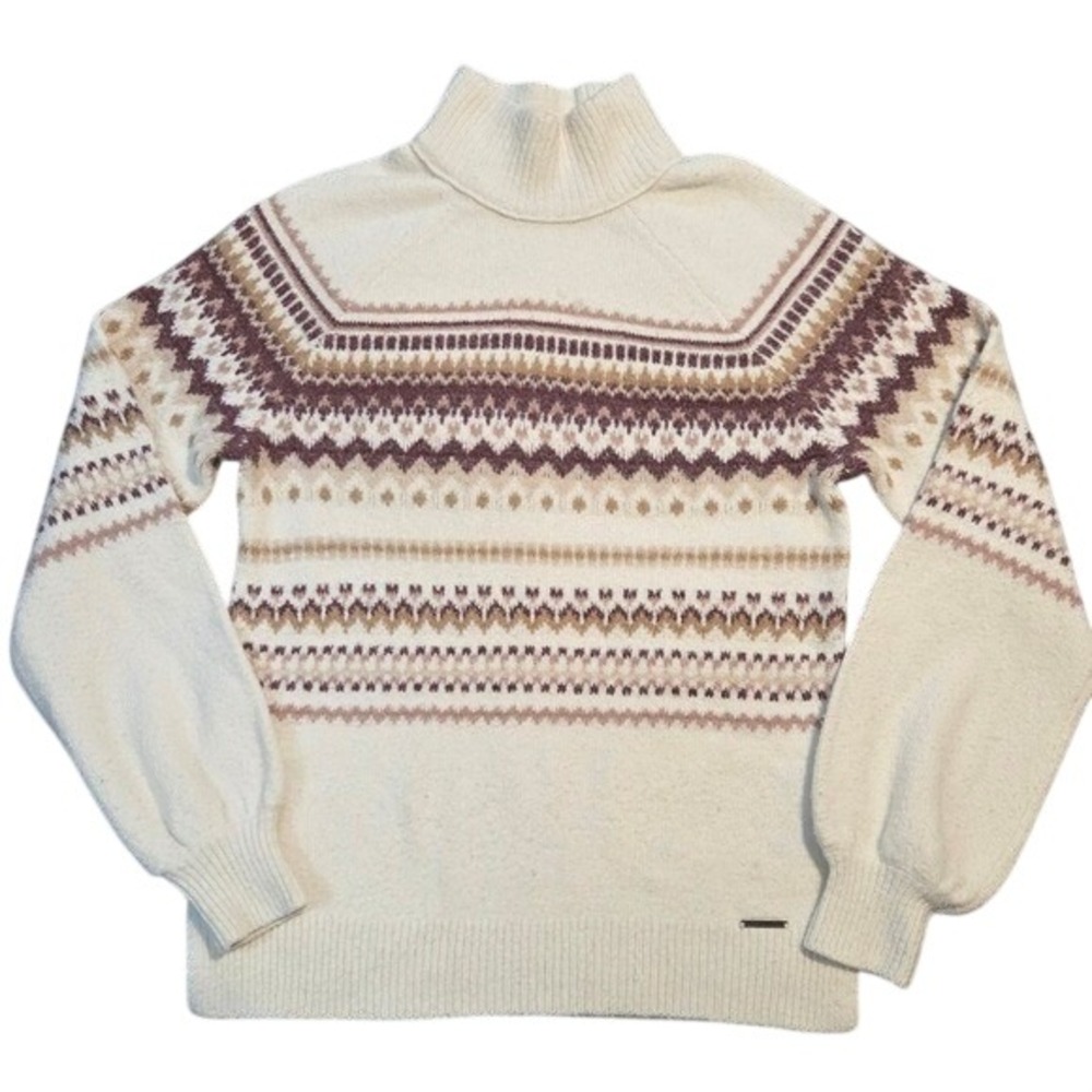 Abercrombie & Fitch Granola‎ Girl Fair Isle Mock Neck Sweater Cozy Outdoor XS